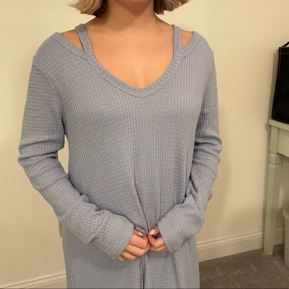 NWT Francesca’s Alya cutout dress Medium fall waffle knit - Picture 2 of 8